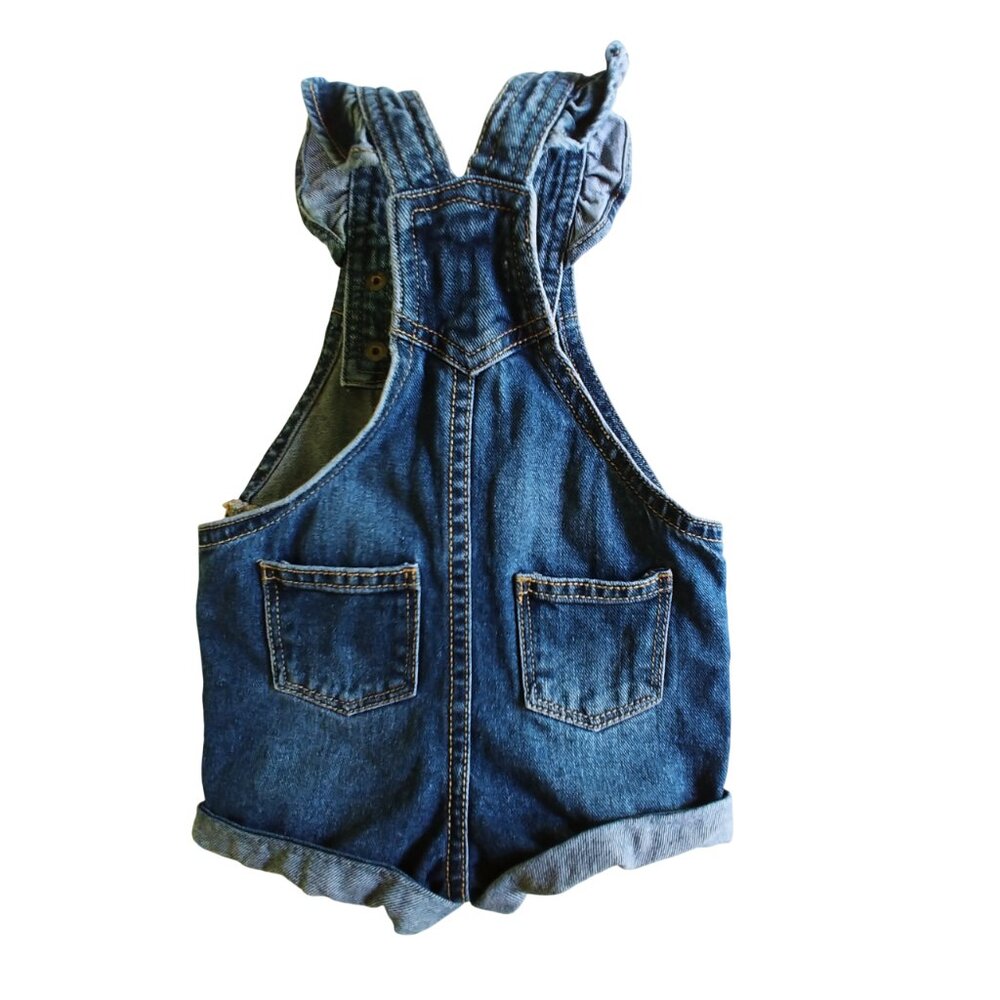 George Distressed Ruffle Denim Shortalls 3-6 Months - Picture 7 of 10
